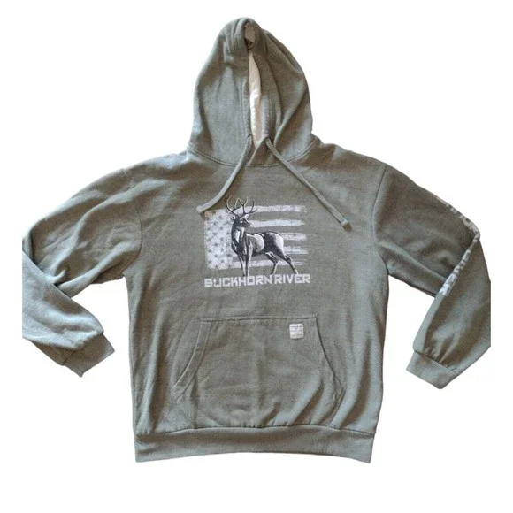 BUCKHORN RIVER Mens Medium hoodie/hooded Sweatshirt Light Green